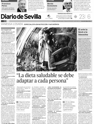11. DIARIO DE SEVILLA   Vanessa Losada, especialista en nutrición y naturópata   Diciembre 2015